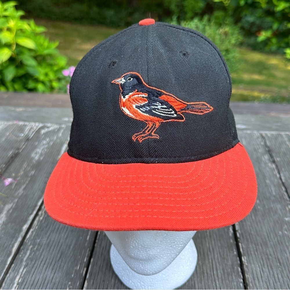 Vintage 90s Baltimore Orioles Wool Fitted Hat Made in USA Sz 6 7/8 New Era